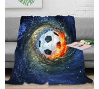 NGGADIWEG Estampado 3D SoccerBallFire Manta de habitación Microfibra Ropa de Cama Lavable FantasySpaceArte Manta de Cama Anti-Bolitas para Regalos para habitación Nueva 80×90inch(200x230cm)