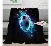 NGGADIWEG Estampado 3D SoccerBallFire Manta de Siesta Microfibra Ropa de Cama Transpirable DigitalArteStyle Manta de Oficina Suave para jóvenes en Pausa de Almuerzo 50x60inch(127x152cm)