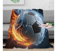 NGGADIWEG Estampado 3D SoccerBallFire Manta Microfibra Ropa de Cama Suave y cálida DynamicSportsArte Plaid Compacto Anti-Bolitas para Estudiantes universitarios 60x80inch(150x200cm)