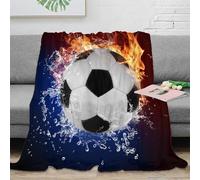 NGGADIWEG Estampado 3D SoccerBallFire Manta térmica Microfibra Ropa de Cama Transpirable DynamicSportsArte 1 Manta térmica Anti-Bolitas para Regalos para Amantes del Calor 70×80inch(180x200cm)