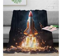 NGGADIWEG Estampado 3D Space Rocket Launch Manta de Cama Microfibra Ropa de Cama esponjosa Sci-fi Space Travel Manta de sofá Lavable para Regalo de inauguración de casa 70×80inch(180x200cm)