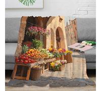 NGGADIWEG Estampado 3D Street Market Manta Microfibra Ropa de Cama compacta y Suave Vibrant al Aire Libre Manta de Viaje Ligera para Regalos para Amigos viajeros 60x80inch(150x200cm)