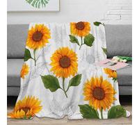 NGGADIWEG Estampado 3D Sunflower Pattern Manta térmica Microfibra Ropa de Cama Anti-Bolitas Botanical ilustracion Plaid de sofá no desprende Pelusa para jóvenes arrendatarios 80×90inch(200x230cm)