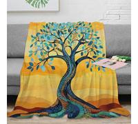 NGGADIWEG Estampado 3D TreeArte Manta de salón Microfibra Ropa de Cama Anti-Bolitas ColoridoStylizedDesign Plaid de salón cálido para Regalos para salón Nuevo 60x80inch(150x200cm)