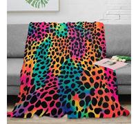 NGGADIWEG Estampado 3D Vibrant Leopard Print Manta de Descanso Microfibra Ropa de Cama Anti-Bolitas Colorido Abstract Manta de Relax Suave y cálida no desprende Pelusa para Relax 60x80inch(150x200cm)