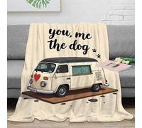 NGGADIWEG Estampado 3D Vintage Van Manta de sofá Microfibra Ropa de Cama no desprende Pelusa Perro Lover Arte Manta de Relax Suave para Regalos para Noches de Relax 50x60inch(127x152cm)