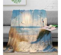 NGGADIWEG Estampado 3D with Seagulls Manta térmica Microfibra Ropa de Cama Lavable Coastal Lighthouse Plaid térmico Anti-Bolitas para Regalos de Invierno atentos 80×90inch(200x230cm)