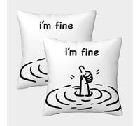 NGGADIWEG Estoy Bien Funda Almohada 3D Impresa para Adolescentes Modernos, Poliéster Suave Y Transpirable, Decorativa para Dormitorio Y Sofá 45x45cm