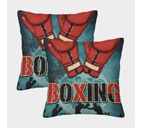 NGGADIWEG Guantes de Boxeo Funda Almohada 3D Impresa Vintage Sport Poster Design para Estudiantes Universitarios, Poliéster Suave Y Lavable, Decorativa para Dormitorio Compartido 45x45cm