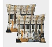 NGGADIWEG Guitarras eléctricas Arte de Instrumento Musical Funda Almohada 3D Personalizada con Diseño, Transpirable Y Lavable, Cumpleaños, Navidad Y Madres 45x45cm