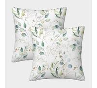 NGGADIWEG Impresión 3D Eucalipto & Hoja Dorada Fundas Cojines Modernas Juego Cuadrado Funda De Almohada De 2 Funda para Sofá Silla Patio Jardín Sala De Estar Coche Decoración del Hogar 45x45cm