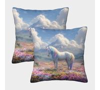 NGGADIWEG Impreso En 3D Unicornio adorableioio Fundas Cojines Modernas Juego Cuadrado Fundas De Almohada 2 Piezas ExteriorFundas De Almohada para Patio Balcón Jardín Sofá 50x50cm