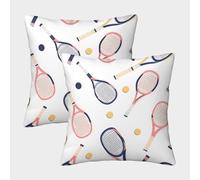 NGGADIWEG Raquetas de Tenis Patrón Deportivo ilustrado Funda De Almohada Impresa 3D Transpirable, Lavable A Máquina Y Poliéster Suave, para Niños, Adultos Y Uso Diario 45x45cm