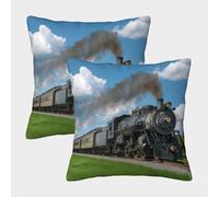 NGGADIWEG Tren Vintage, Locomotora histórica de Vapor Funda De Almohada Impresa 3D para Padre, Resistente Al Desgaste Y Suave, Decorativa para Sofá Y Dormitorio 45x45cm