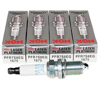 NGK Bujía 1675 PFR7S8EG de alambre fino soldada con láser Dual Platinum Series compatible con Audi, Volkswagen - 2.0L, 4 motores en línea - (juego de 4 bujías)