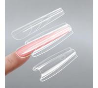 NGOKPYD 240 Piezas Sandwich Dual Form Nails, Tips Uñas Soft Gel, Uñas Postizas Almendra, 15 Tamaños Molde para Uñas Reutilizable para Profesional Extensión de Polygel(Larga Coffin)