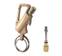 NGOKPYD Cerillas Metalica, Pedernal Encendedor de Fuego Abrebotellas Llavero de Coche Encendedor Rellenable de Queroseno al Aire Libre Equipo de Rescate de Emergencia(Dorado)