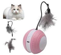 NGOKPYD Juguete Interactivo para Gatos - Pelota Eléctrica con Movimiento Inteligente, Sonido de Pájaro y Cola de Plumas Reemplazable, Juguete Divertido para Gatos, Evita el aburrimiento(Rosa)