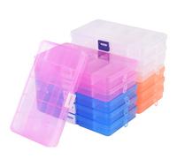 NGOSUET 12 cajas clasificadoras universales con 15 rejillas, caja de almacenamiento transparente con tapa, caja de almacenamiento de plástico ajustable para joyas, accesorios pequeños