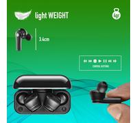 NGS ARTICA Bloom Black - Auriculares inalámbricos Compatible con tecnología Bluetooth y TWS, Base de Carga, 24h de autonomía, micrófono, Control táctil.