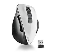 NGS Bow White - Ratón Inalámbrico RF 2,4Ghz, Ratón Óptico Sin Cable 800/1200/1600dpi para Ordenador, Scroll + 5 Botones, Ergonomía Diestros, Blanco