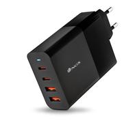 NGS Bud 100W - Cargador de Pared ultrarrápido con 2 Puertos USB-C(PD & PPS 100W) 2 USB-A(QC 3.0 30W) Compacto y portátil para Smartphones Tablets laptops Materiales GAN ignífugos Carga simultánea