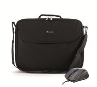 MONRAY BUREAU KIT - Kit Maletín de Hasta 16”+ Ratón Óptico de 1000 dpi por Cable y Conexión USB, Color Negro