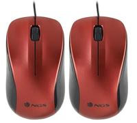 NGS Crew Red - Ratón Óptico 1200dpi con Cable USB, Ratón para Ordenador o Portátil con 2 Botones, Ambidiestro, Rojo (Paquete de 2)