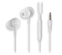 NGS Cross Drift White - Auriculares Intraaurales con Micrófono y Control de Volumen, Cable 120 cm, Jack 3,5 mm, Manos Libres con Botón Multifunción y Asistente de Voz, Sonido