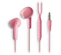 NGS Cross Flip Pink - Auriculares Intraaurales con Micrófono y Botón Multifunción, Control de Música y Llamadas, Cable 120 cm, Jack 3,5 mm