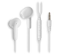 NGS Cross Flip White - Auriculares Intraaurales con Micrófono y Botón Multifunción, Control de Música y Llamadas, Cable 120 cm, Jack 3,5 mm