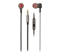 NGS Cross Rally Graphite- Auriculares Metálicos, Cable Plano de 120 cm, Tecnología Voice Assistant, Conexión Jack 3,5 mm, 20 Hz, Color Negro y Rojo