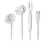NGS Cross Step White - Auriculares de Botón USB-C con Micrófono y Botón Multifunción, Control de Música y Llamadas, Cable 120 cm, Sonido, Compatibles con Smartphones y Tablets