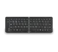 NGS Domino - Teclado Mini Idioma Francés AZERTY Bluetooth, Recargable, Teclas Silenciosas, Multi-Sistema iOS/Android/Windows, 12 Teclas Multimedia, Batería 50hr, Compacto, Portátil, Plegable