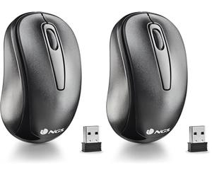 NGS Easy Gamma - Ratón Inalámbrico Óptico 1200 dpi, Conexión USB 2,4 GHz, Plug & Play, Ambidiestro, Compatible con PC, Mac y Portátil, Pilas Incluidas (Paquete de 2)