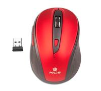 NGS EVO MUTE RED - Ratón Óptico Inalámbrico 2.4GHz, Ratón USB para Ordenador o Laptop Con 5 Botones Silenciosos y Scroll, 800/1600dpi, Rojo