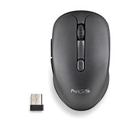 NGS EVO Rust Black - Ratón inalámbrico Recargable de 2,4 GHz para Ordenador/Portátil/MacBook/PC/Mac/iPad/Tablet, Teclas Silenciosas, 3 Niveles de dpi: 800/1200/1600, Diseñado para Diestros, Negro