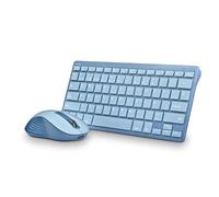 NGS Fantasy Kit Blue -Combo Teclado y Ratón Idioma Francés AZERTY Recargable Inalámbrico Silencioso, Multimodo (2,4 GHz/BT1/BT2), 12 Teclas Multimedia, dpi Ajustable, Compatible con PC/Mac/Tablets
