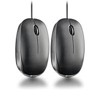 NGS Flame-C | Ratón óptico con Cable, Conexión USB, 100 dpi, Instalación Plug and Play, ambidiestro, Rueda de Desplazamiento + 2 Botones, Líneas ergonómicas, Color Negro (Paquete de 2)