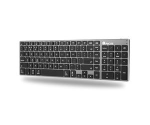 NGS Fortune-BT- Teclado Inalámbrico Multidispositivo Recargable, Bluetooth 5.0, Alcance 10 Metros, AZERTY Francés, Color Negro