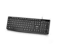 NGS Funky V4 - Teclado USB con Cable 1,5 m - Teclas Silenciosas de Membrana - 12 Funciones Multimedia - Resistente a Salpicaduras - Inclinación Ajustable - Plug & Play (QWERTY Español)