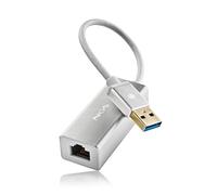 NGS Hacker 3.0 - Adaptador USB 3.0 a Ethernet RJ45, hasta 1000 Gigabit, Ethernet LAN Compatible con Mac OS, PC portátil con Windows7/8/10, XP, Linux, Caja de Aluminio, Compacto, Longitud Cable 15 cm
