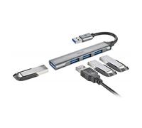 NGS IHUB4 MICRO HUB 4 Puertos USB-A 3.2 5000Mbit/s a 1x USB 3.2 / 3x USB Plata