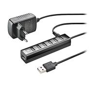 NGS IHUB7 Tiny - Hub USB 2.0 con 7 Puertos y Adaptador de Corriente 5V/1A, Compatibilidad Universal, “Plug and Play