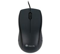 NGS Ratón óptico Black Mist – Hasta 1000 DPI, con cable USB, 2 botones, ambidiestro, Negro