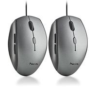 NGS Moth Gray - Ratón Óptico Ergonómico con Cable USB para Ordenador con 5 Botones Silenciosos y Scroll, 800/1200/1600 dpi Regulables, Gris (Paquete de 2)
