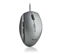 NGS Moth Gray - Ratón Óptico Ergonómico con Cable USB para Ordenador con 5 Botones Silenciosos y Scroll, 800/1200/1600 dpi Regulables, Gris