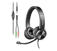 NGS MSX11 Pro - Auricular Stereo Micrófono Ajustable, Conexión Jack 3.5mm y Adaptador Doble Jack, 20 Hz, Negro