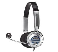 NGS MSX6 PRO- Auricular Acolchado con Micrófono Ajustable, Conexión JACK 3,5MM, Control de Volumen hasta 20 Hz, Color Plata y Azul