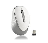 NGS Dew White - Ratón Inalámbrico Silencioso Ergonómico, Blanco | Nano receptor y dpi ajustable 800/1600; ambidiestro y de alta precisión para portátil. Clics silenciosos, Plug & Play.